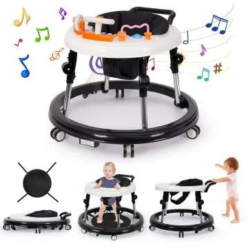 Adjustable Music and Lights Baby Walker for Infants