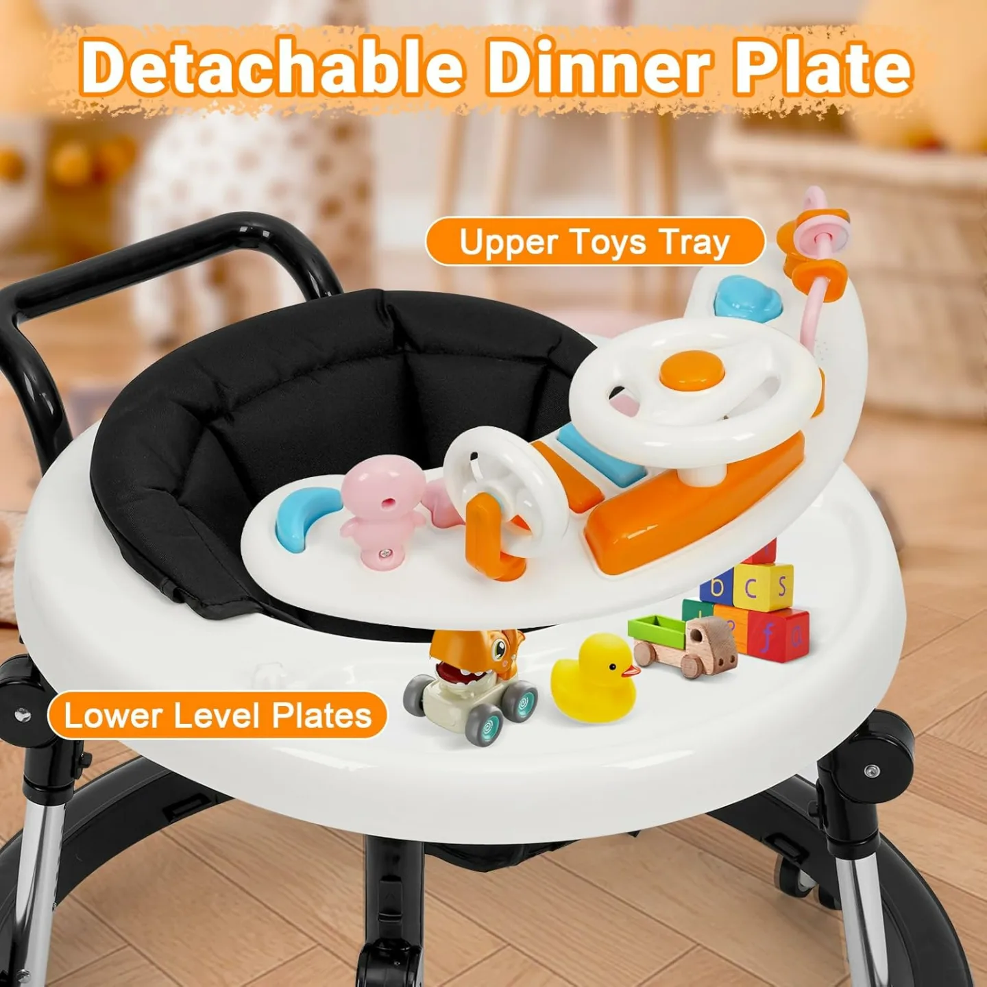 Adjustable Music and Lights Baby Walker for Infants