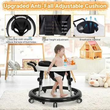 Adjustable Music and Lights Baby Walker for Infants