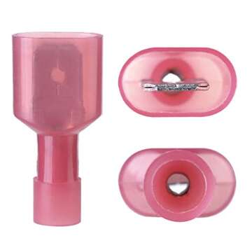 XHF 22-16 AWG Male Spade Disconnect Connectors Terminals Nylon Fully Insulated Quick Crimp Wire Conn...