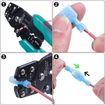 XHF 22-16 AWG Male Spade Disconnect Connectors Terminals Nylon Fully Insulated Quick Crimp Wire Connectors 100 Pcs Red