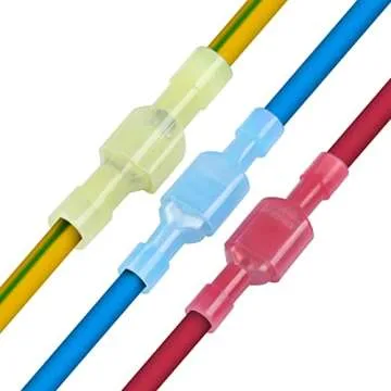 XHF 22-16 AWG Male Spade Disconnect Connectors Terminals Nylon Fully Insulated Quick Crimp Wire Connectors 100 Pcs Red