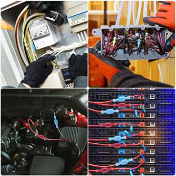 XHF 22-16 AWG Male Spade Disconnect Connectors Terminals Nylon Fully Insulated Quick Crimp Wire Connectors 100 Pcs Red