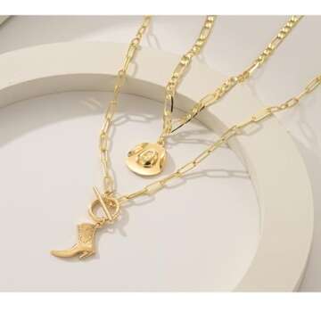 KOFISNI Cowboy Boot Necklace: Western Charm for Women