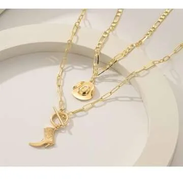 KOFISNI Cowboy Boot Necklace: Western Charm for Women