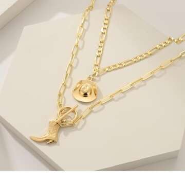 KOFISNI Cowboy Boot Necklace: Western Charm for Women