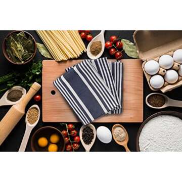 Urban Villa Kitchen Towels (20x30 Inches 3 Pack) Extra Large Premium Dish Towels for Kitchen Blue & White Dish Cloths Highly Absorbent 100% Cotton Kitchen Hand Towels with Hanging Loop Tea Towels