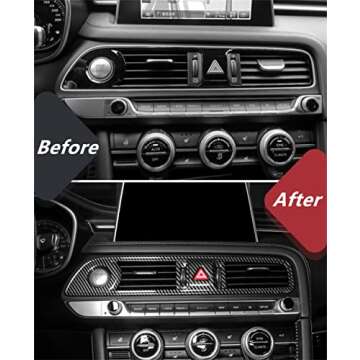 Cnaurda Carbon Fiber Style ABS Car Central AC Vent Frame Cover Sticker Center Console Navigation Cov...