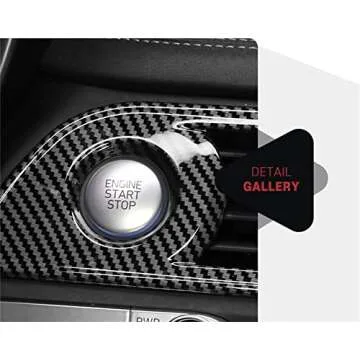 Cnaurda Carbon Fiber Style ABS Car Central AC Vent Frame Cover Sticker Center Console Navigation Cover Central Engine Start Stop Button Panel Cover Compatible with Genesis G70 2019-2023 Accessories