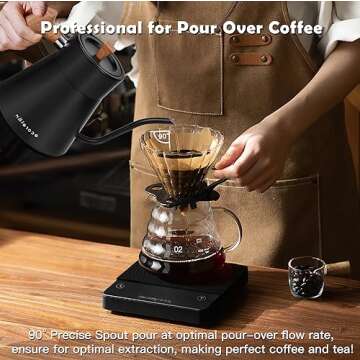 Ecorelax Gooseneck Electric Kettle Precise ±1℉ Temperature Control, 1200W Pour Over Electric Kettle for Coffee & Tea, 100% Stainless Steel Fast Boil & Keep Warm Kettle OLED Display, 1L Matt White