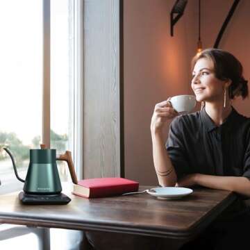 Ecorelax Gooseneck Electric Kettle Precise ±1℉ Temperature Control, 1200W Pour Over Electric Kettle for Coffee & Tea, 100% Stainless Steel Fast Boil & Keep Warm Kettle OLED Display, 1L Matt White