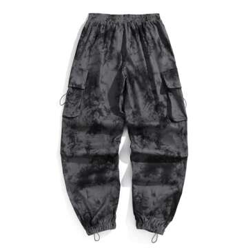 ZAFUL Flat Pocket Parachute Pants for Men Causal Baggy Cargo Pants Unisex Street Y2K Pants Drawstrin...