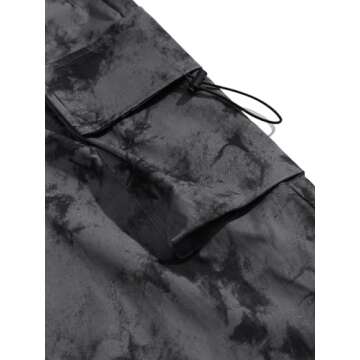 ZAFUL Flat Pocket Parachute Pants for Men Causal Baggy Cargo Pants Unisex Street Y2K Pants Drawstring Trousers Tie Dye L