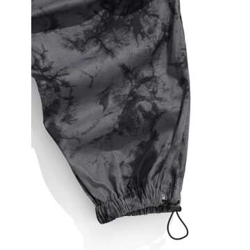 ZAFUL Flat Pocket Parachute Pants for Men Causal Baggy Cargo Pants Unisex Street Y2K Pants Drawstring Trousers Tie Dye L