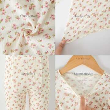 pureborn Toddler Girl Pajamas Set Kids Long Sleeve Snug Fit Cotton Sleepwear Pjs 2pcs Set Floral Cream 3T