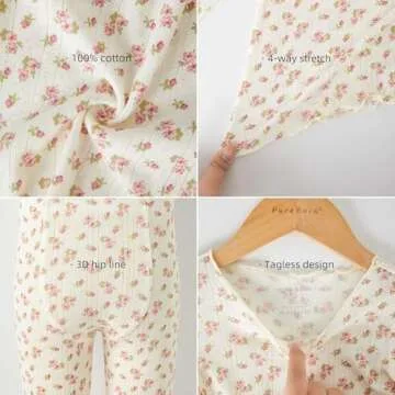 pureborn Toddler Girl Pajamas Set Kids Long Sleeve Snug Fit Cotton Sleepwear Pjs 2pcs Set Floral Cream 3T