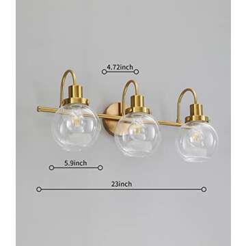 YEEZONE Gold Glass Bathroom Vanity Light Fixtures - Elegant & Easy to Install