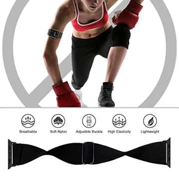 IFCASE 2 Pack Elastic Arm/Ankle Band for Apple Watch 42/41/40mm iWatch Series Ultra 10 9 8 7 6 5 4 SE, Sport Strap Unisex Armband or Ankleband (Black)