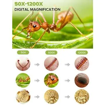 ANNLOV 7" LCD Digital Microscope with 32GB TF Card 1200X Maginfication 1080P Coin Microscope with Wired Remote,12MP Ultra-Precise Focusing Video Camera with 8 LED Fill Lights Windows/Mac Compatible