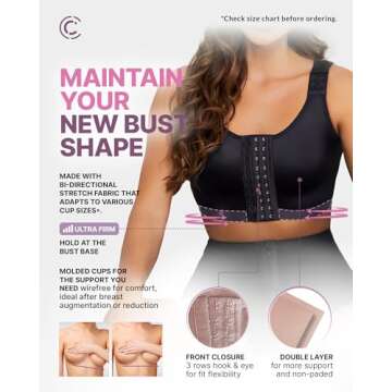 CURVEEZ Post-Surgery Front Closure Wireless Bra for Recovery Support
