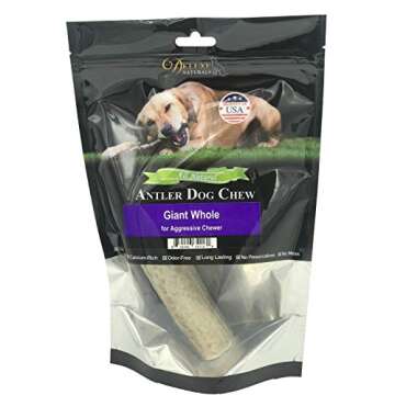 Deluxe Naturals Elk Antler Chews for Dogs | Naturally Shed USA Collected Elk Antlers | All Natural A-Grade Premium Elk Antler Dog Chews | Product of USA, Single Pack Giant Whole