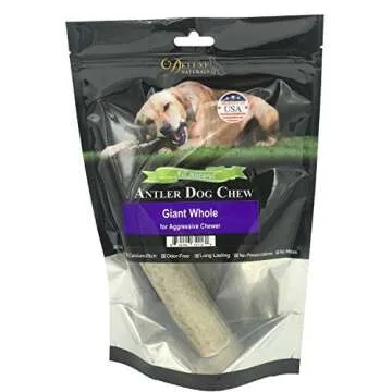 Deluxe Naturals Elk Antler Chews for Dogs | Naturally Shed USA Collected Elk Antlers | All Natural A-Grade Premium Elk Antler Dog Chews | Product of USA, Single Pack Giant Whole