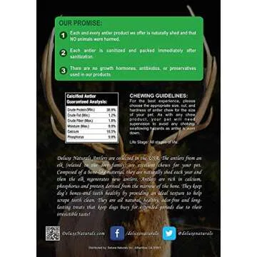 Deluxe Naturals Elk Antler Chews for Dogs | Naturally Shed USA Collected Elk Antlers | All Natural A-Grade Premium Elk Antler Dog Chews | Product of USA, Single Pack Giant Whole