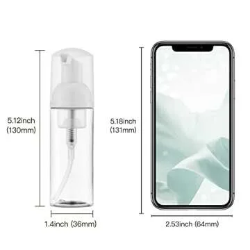 2oz Foam Pump Bottle (3PCS) Empty Travel Foaming Dispenser for Hand Soap, Lash Cleanser, Shampoo (60ml, Clear