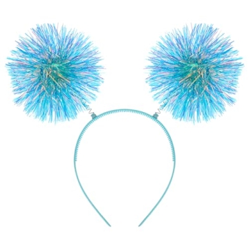 WLLHYF Foil Strips Pom Pom Headband Tinsel Fashion Headband Fluffy Ball Hair Loop Cosplay Hair Acces...