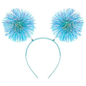 WLLHYF Foil Strips Pom Pom Headband Tinsel Fashion Headband Fluffy Ball Hair Loop Cosplay Hair Acces...