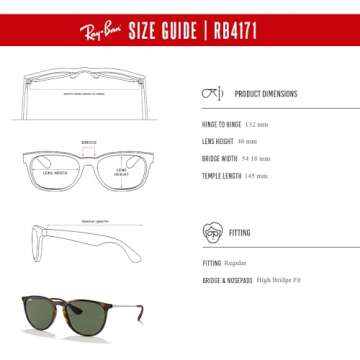 Ray-Ban RB4171 ERIKA 710/71 54MM Light Havana/Plastic Lens G-15 Green Round Sunglasses For Women + BUNDLE with Designer iWear Eyewear Kit
