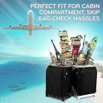 ZUCA Flyer Carry On Luggage with Wheels - 20 inch Airline Approved Black Bag and Silver Frame, with 5 Packing Pouches, Travel Cover, and Built-In Seat