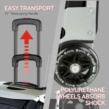 ZUCA Flyer Carry On Luggage with Wheels - 20 inch Airline Approved Black Bag and Silver Frame, with 5 Packing Pouches, Travel Cover, and Built-In Seat