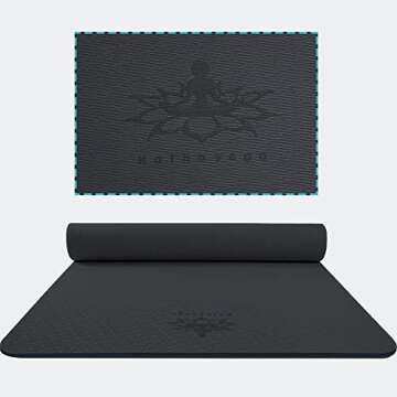 Hatha Yoga Extra Thick TPE Yoga Mat - 72"x 32" Thickness 1/2 Inch -Eco Friendly SGS Certified - With High Density Anti-Tear Exercise Mats For Home Gym Travel & Floor Outside (Black)…