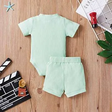 Ledy Champswiin Ribbed Baby Clothes Set for Summer
