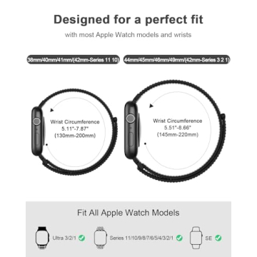 HEARTBOOM Nylon Loop Sport Band for Apple Watch - Soft, Comfy, Adjustable & Stylish