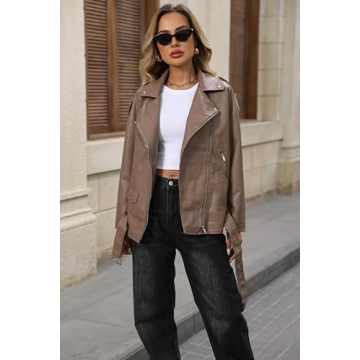 Trendy LY VAREY LIN Faux Leather Jacket for Women