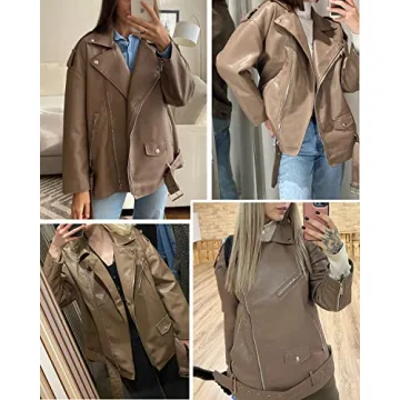 Trendy LY VAREY LIN Faux Leather Jacket for Women