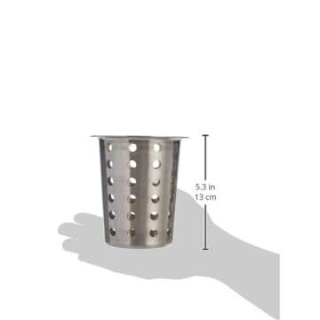 Winco FC-SS Flatware Cylinder, Stainless Steel Medium