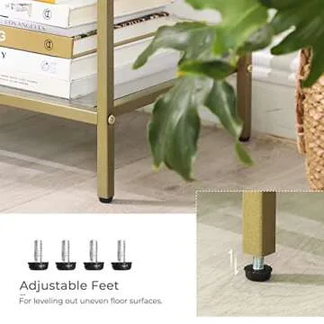 VASAGLE Console Table with Tempered Glass and Gold Frame