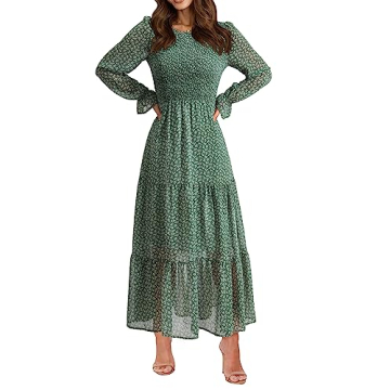 BTFBM Women Casual Long Sleeve Crew Neck Fall Dress Bohemian Relaxed Fit Floral Flowy Maxi Dresses T...