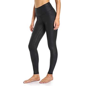 Colorfulkoala Women's High Waisted Matte Faux Leather Leggings Full Length Yoga Pants(XL, Black)