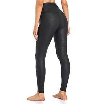 Colorfulkoala Women's High Waisted Matte Faux Leather Leggings Full Length Yoga Pants(XL, Black)