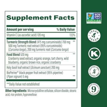 MegaFood Whole Body Turmeric Curcumin Supplement - Turmeric Supplement With Black Pepper & Vitamin C - 475 mg Curcuminoids Per Serving - Antioxidant & Immune Support - Vegan - 120 Tablets, 60 Servings