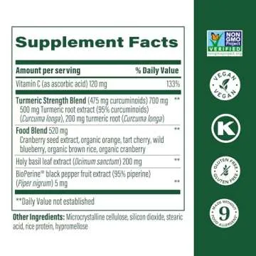 MegaFood Whole Body Turmeric Curcumin Supplement - Turmeric Supplement With Black Pepper & Vitamin C - 475 mg Curcuminoids Per Serving - Antioxidant & Immune Support - Vegan - 120 Tablets, 60 Servings