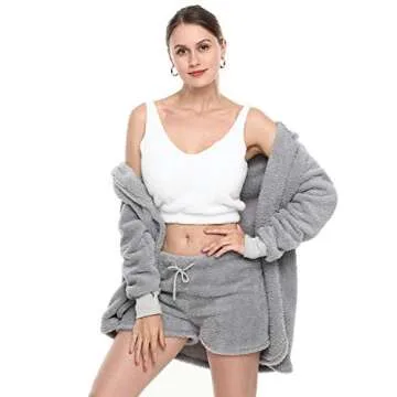 Womens Sexy Sherpa Fleece Pajamas Set for Cozy Nights