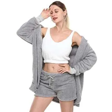 Womens Sexy Sherpa Fleece Pajamas Set for Cozy Nights