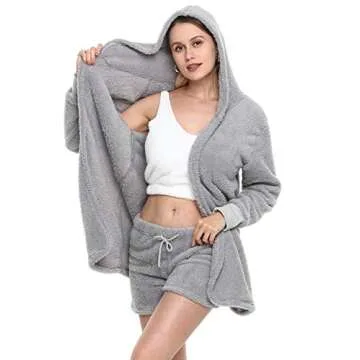Womens Sexy Sherpa Fleece Pajamas Set for Cozy Nights