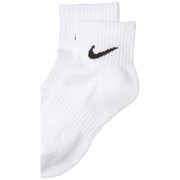 Nike Everyday Cushion Ankle Training Socks (3 Pair), Men's & Women's Ankle Socks with Sweat-Wicking Technology, White/Black, X-Large