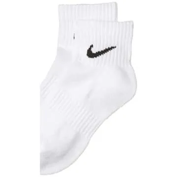 Nike Everyday Cushion Ankle Training Socks (3 Pair), Men's & Women's Ankle Socks with Sweat-Wicking Technology, White/Black, X-Large